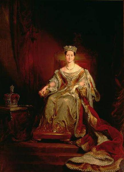 George Hayter Queen Victoria seated on the throne in the House of Lords